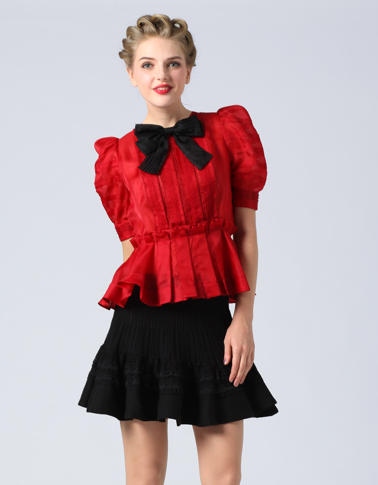 lolita style drape short sleeve blouses - Click Image to Close